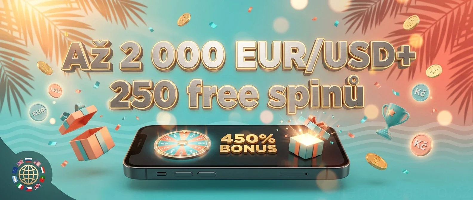 Až 2 000 EUR/USD+ 250 free spinů